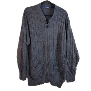 Northern Isles Men's XXL Full Zip Cardigan Sweater Charcoal Gray Long Sleeve